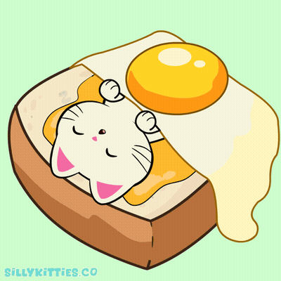 Cat Sleeping On Toast With Egg GIF
