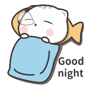 Cat Sleeping Under Blue Blanket Good Night Sticker