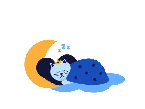 Cat Sleeping Under Crescent Moon Sticker