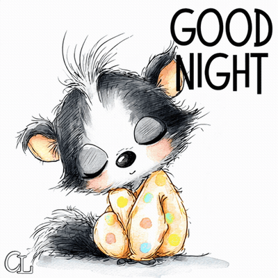 Cat Sleeping With Good Night Text GIF