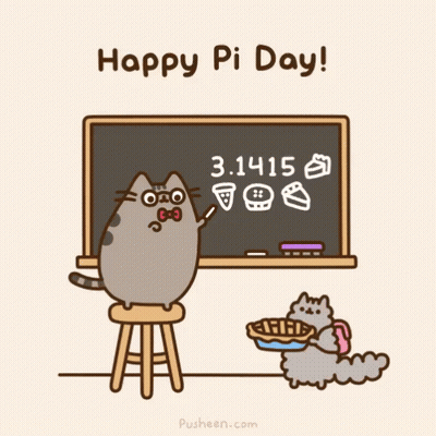 Cat Standing At Blackboard Saying Happy Pi Day GIF