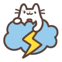 Cat Standing On Cloud With Lightning Sticker