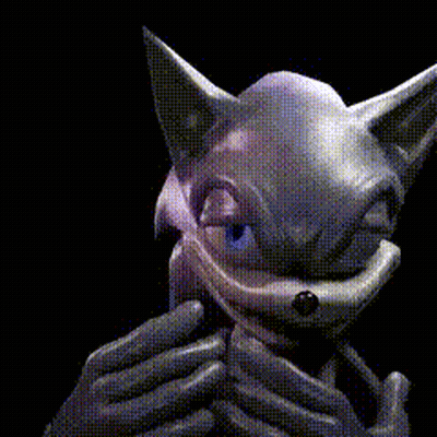Cat Statue Covering Mouth GIF