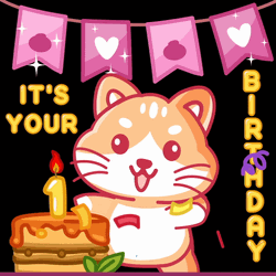 Cat Sticker Saying It's Your Birthday GIF
