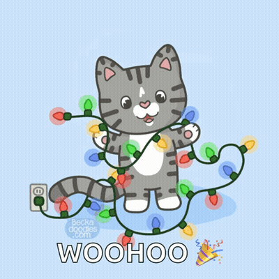 Cat Surrounded By Christmas Lights Woohoo GIF