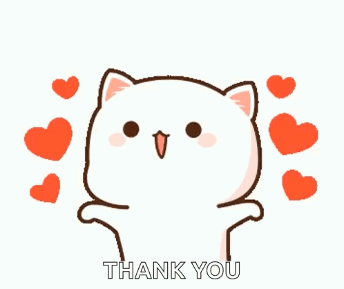 Cat Surrounded By Hearts Saying Thank You GIF