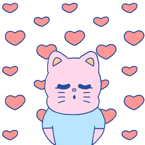 Cat Surrounded By Hearts Sticker
