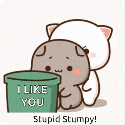 Cat Throwing Rock Into Trash Can Saying I Like You Stupid Stump GIF