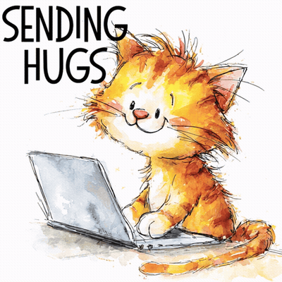 Cat Typing On Laptop Sending Hugs GIF