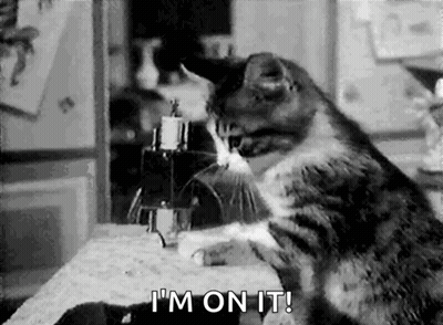 Cat Using Sewing Machine Saying I'm On It GIF