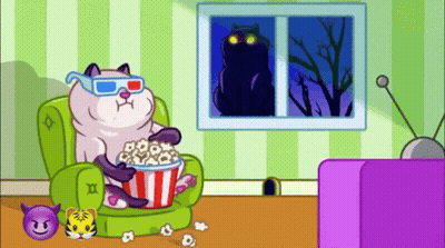 Cat Wearing 3D Glasses With Popcorn GIF