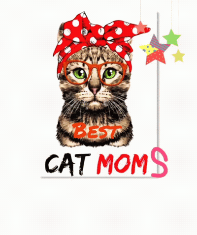 Cat Wearing Glasses And Red Headband Best Cat Moms October GIF