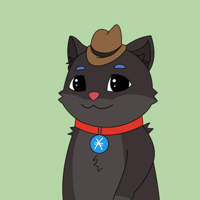 Cat Wearing Hat And Collar With Blue Circle GIF