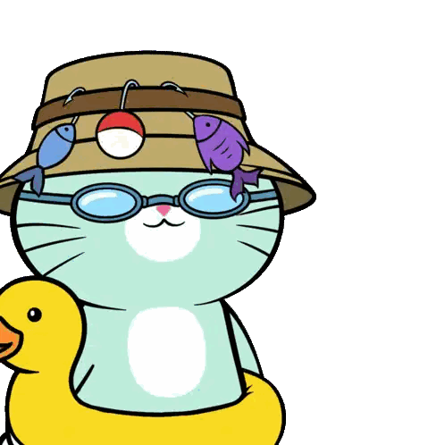 Cat Wearing Hat And Goggles Holds Dollar Sticker