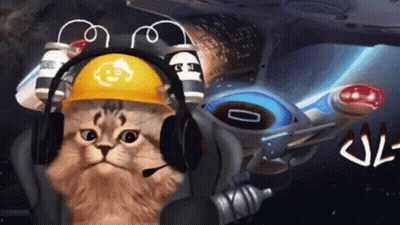 Cat Wearing Headphones And Hard Hat GIF