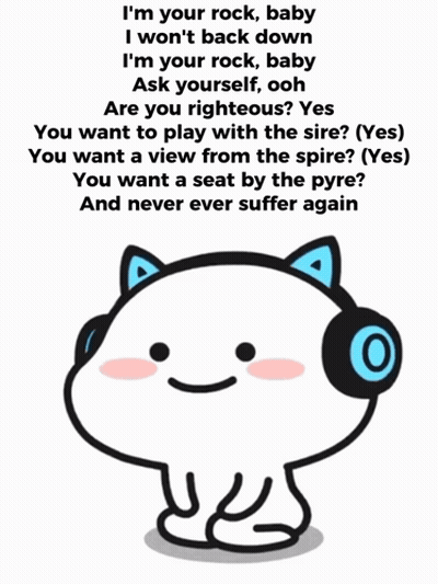 Cat Wearing Headphones Says I'm Your Rock Baby I Won't Back Down GIF