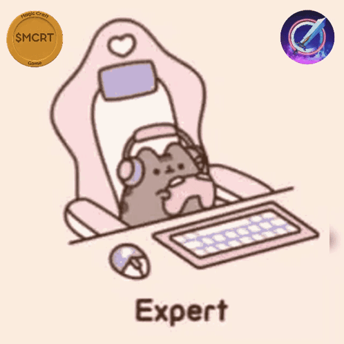 Cat Wearing Headphones Sitting At Desk Expert GIF
