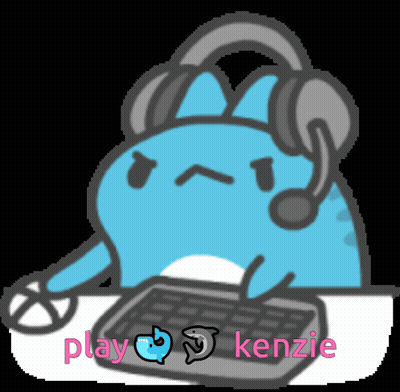 Cat Wearing Headphones With Keyboard Saying Play Kenzie GIF