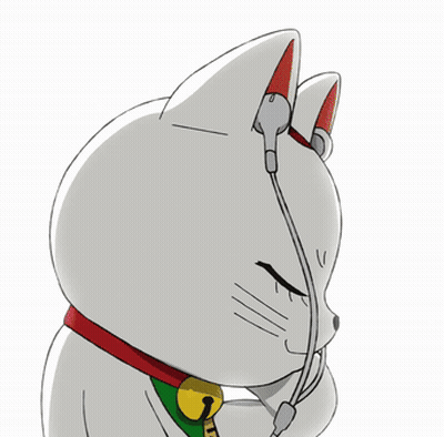 Cat Wearing Headphones With Letter T On Collar GIF