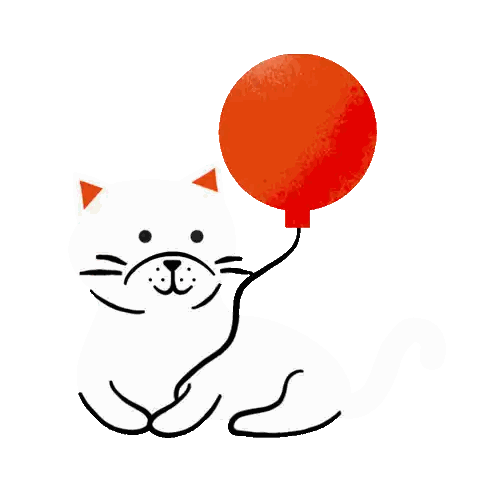 Cat Wearing Heart Sunglasses Holding Red Balloon Sticker