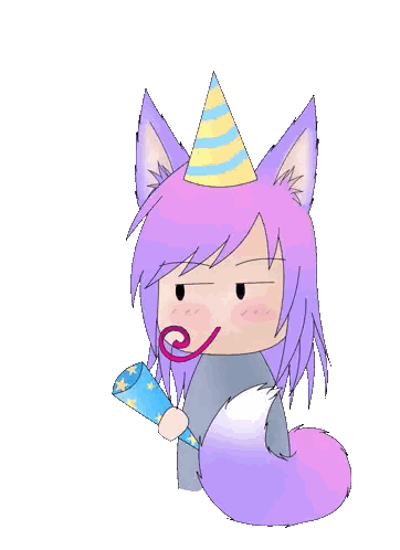 Cat Wearing Party Hat Holding Confetti Cannon Sticker