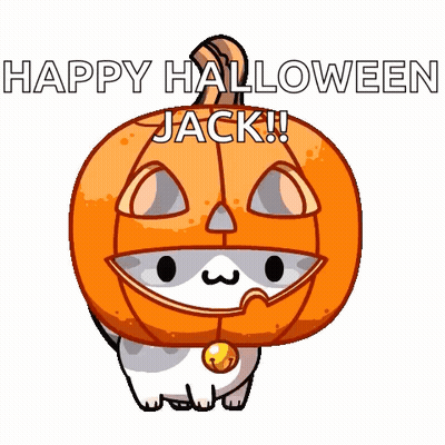 Cat Wearing Pumpkin Says Happy Halloween Jack GIF