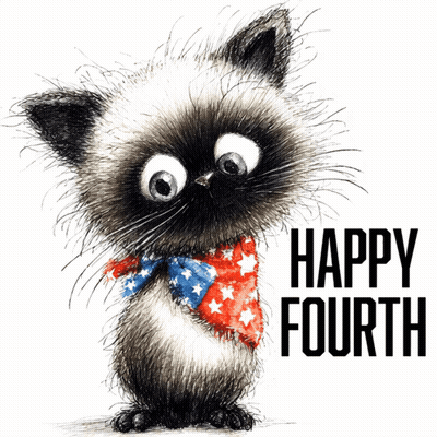 Cat Wearing Red White Blue Scarf Happy Fourth GIF