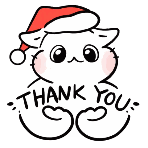 Cat Wearing Santa Hat Saying Thank You Sticker