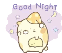 Cat Wearing Sleep Cap Good Night Sticker
