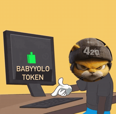 Cat With 420 Hat Pointing At BabyYolo Token GIF