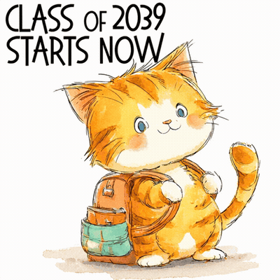 Cat With Backpack Class Of 2039 Starts Now GIF