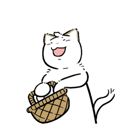 Cat With Basket Of Falling Confetti GIF