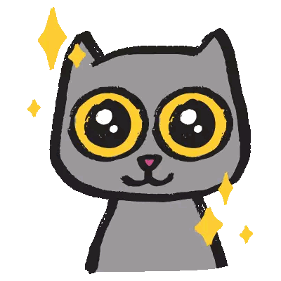 Cat With Big Yellow Eyes And Sparkles Sticker