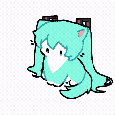 Cat With Blue Hair And Red Ear GIF