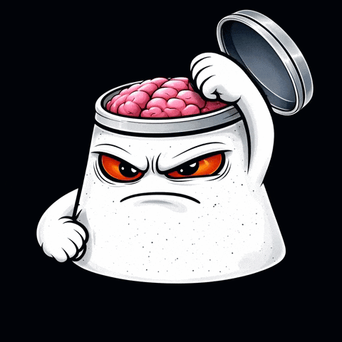Cat With Can Of Brains In Head GIF