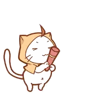 Cat With Confetti Cannon And Yellow Ribbon Sticker