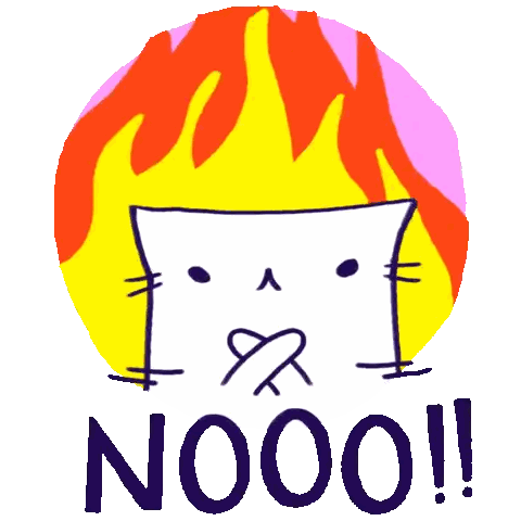 Cat With Flames And Nooo Sticker