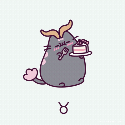 Cat With Fork And Cake GIF