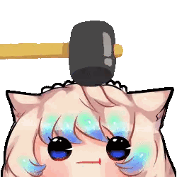 Cat With Hammer On Head Making Face Sticker