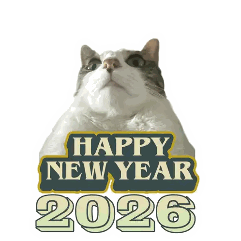 Cat With Happy New Year 2026 Sticker