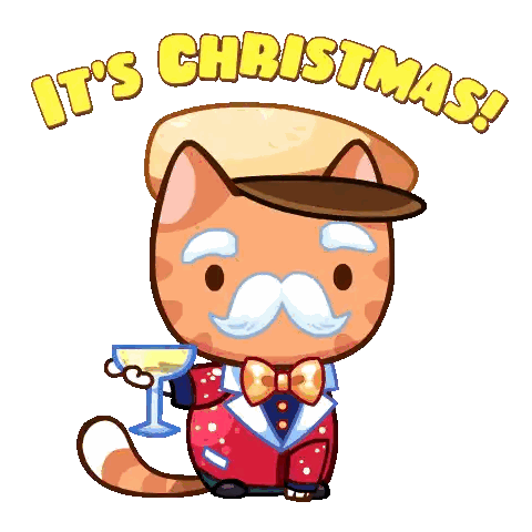 Cat With Hat And Bow Tie Holding Wine Glass Says Its Christmas Sticker