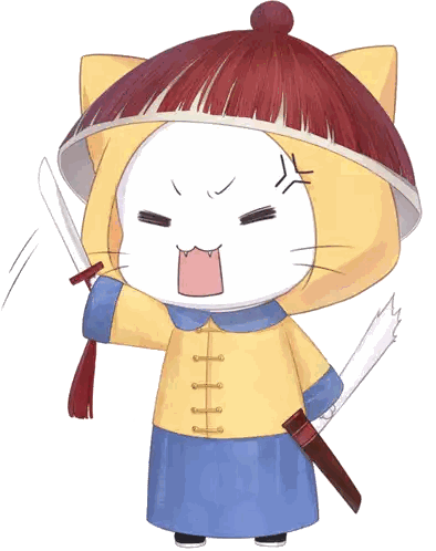 Cat With Hat Holding Sword Angry Face Sticker