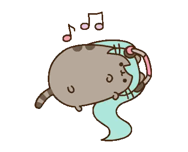 Cat With Headphones And Ponytail Sticker