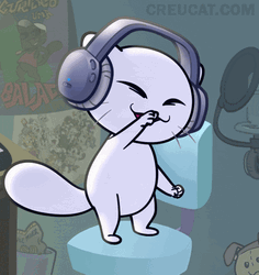 Cat With Headphones Animated Happy Dance GIF