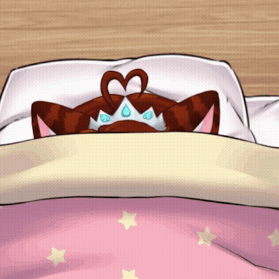 Cat With Heart Crown Laying On Bed GIF