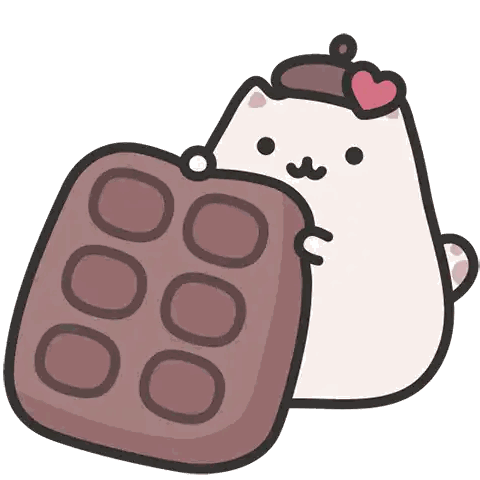 Cat With Heart On Head Holding Chocolate Sticker