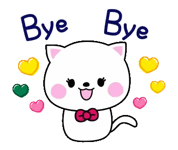 Cat With Hearts Saying Bye Bye Sticker
