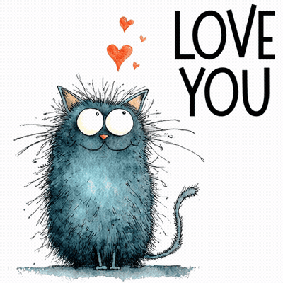 Cat With Hearts Saying Love You GIF