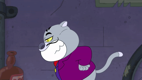 Cat With Hypnotic Eyes And Purple Suit GIF