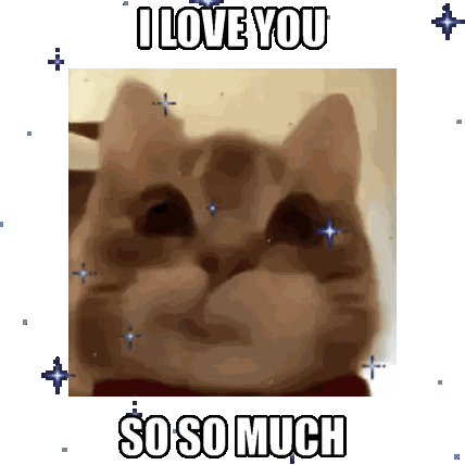 Cat With I Love You So Much Sticker